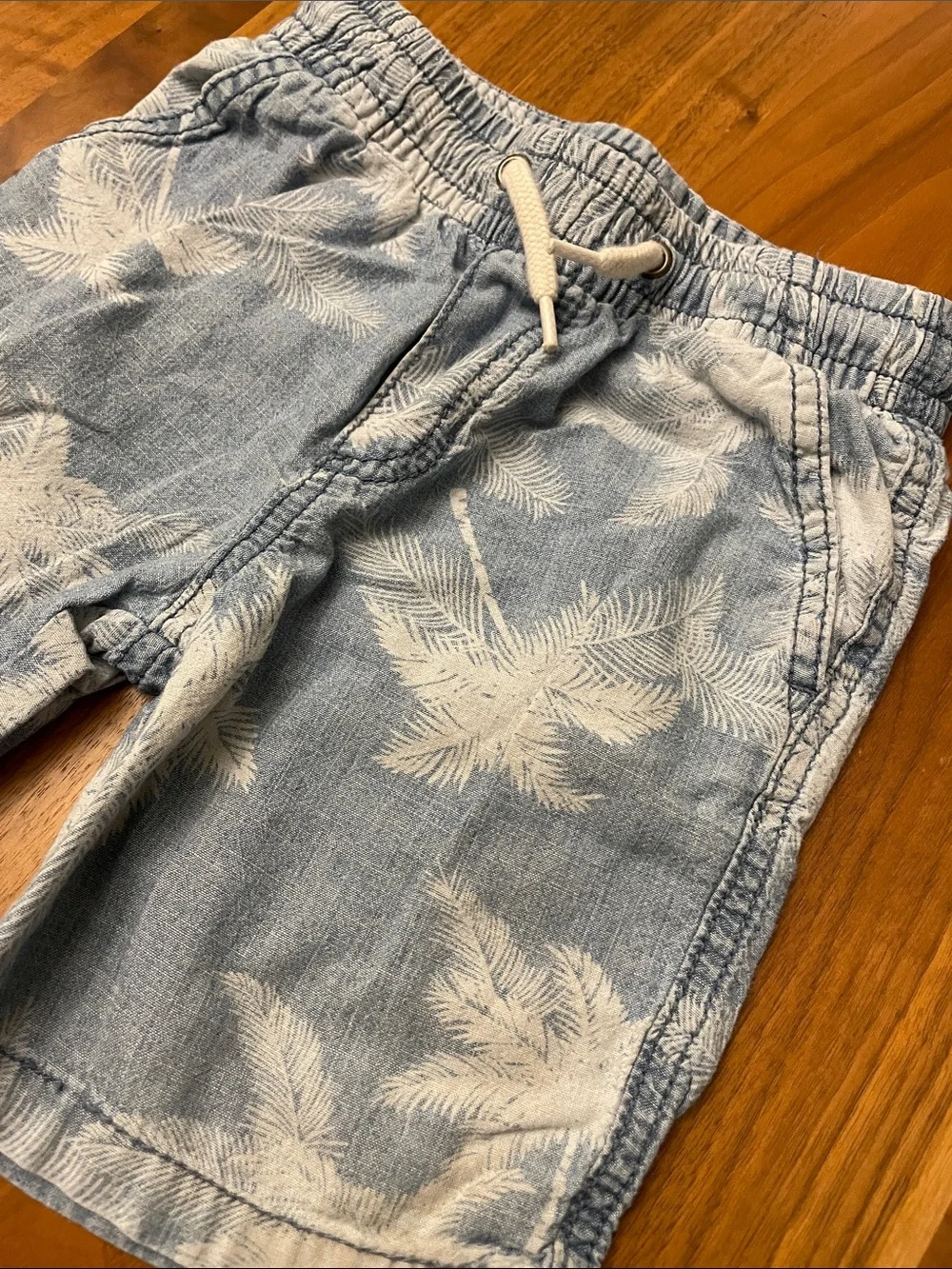 OshKosh B'gosh Light Blue Palm-Print Drawstring Shorts